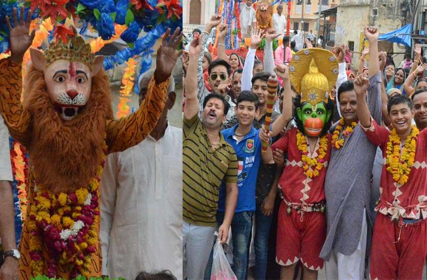 shobhayatra-of-lord-narsingh-in-tonk-city शोभायात्रा में गूंजे भगवान नृसिंह के जयकारें, संजीव झांकियों के साथ किया लीलाओं का मंचन