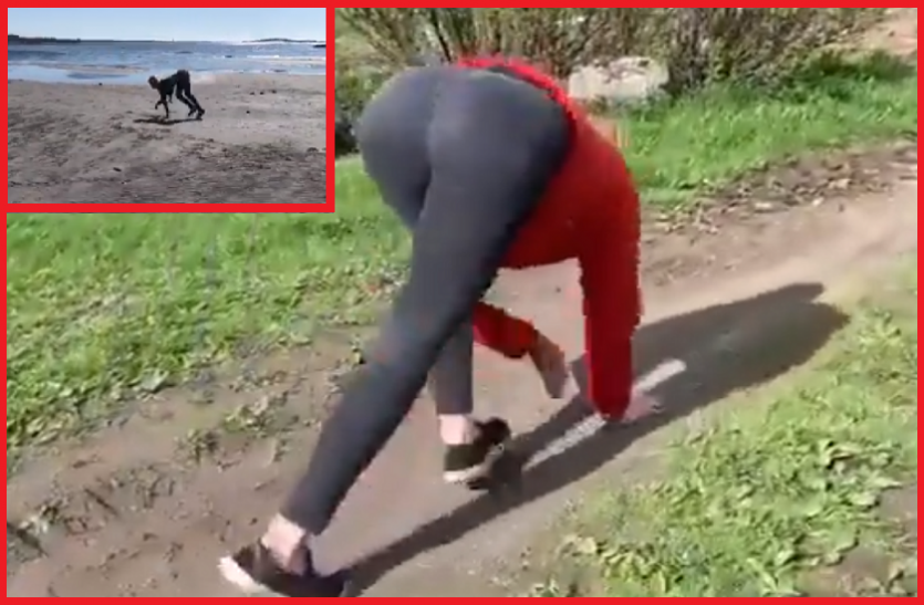 Woman runs and jumps like a horse bizarre video went viral घोड़े की तरह दौड़ती है ये महिला, VIDEO देख आंखों पर नहीं होगा यकीन