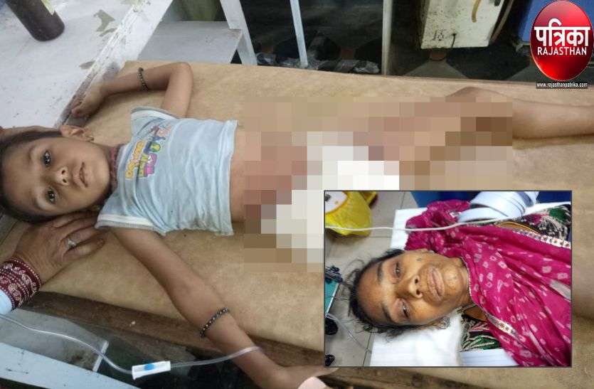 Boy and woman in the grip of Borwale Vehicle बोरवेल गाड़ी का टायर बालक पर चढ़ा, मची अफरा-तफरी, बालक को जैक लगाकर निकाला