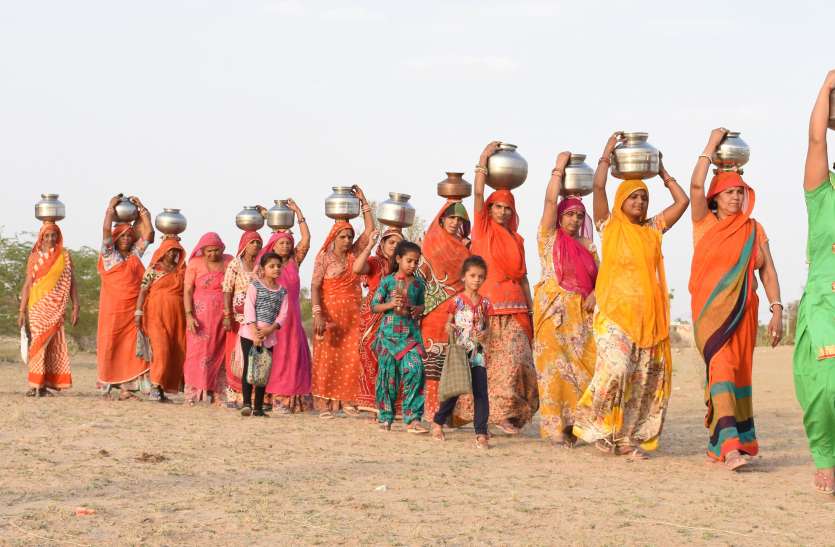 Bikaner- World Environment Day Special story बीकानेर - सिर पर पानी ले जाकर बुझाती हैं पशु-पक्षियों की प्यास