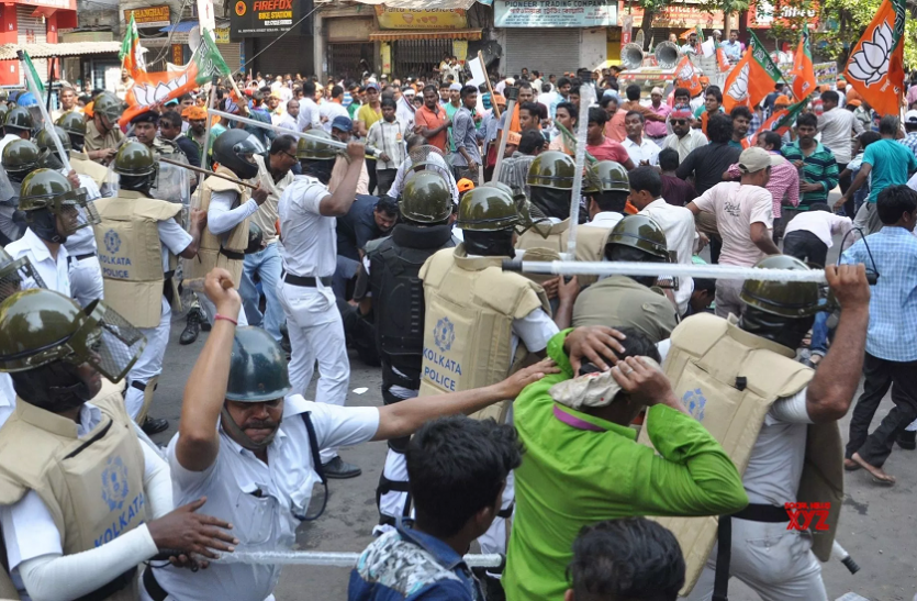 TMC government बंगाल में भाजपा कार्यकर्ताओं का प्रदर्शन, पुलिस ने दागे आंसू गैस के गोले