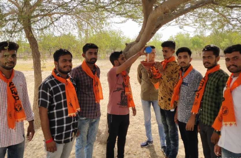 jaisalmer एबीवीपी कार्यकर्ताओं ने एसबीके महाविद्यालय में लगाए परिंडे