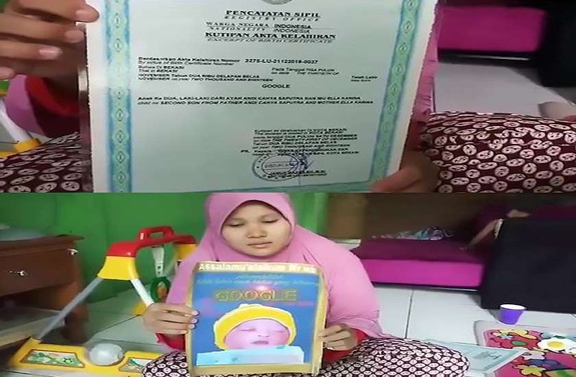 Indonesia couple named their baby google