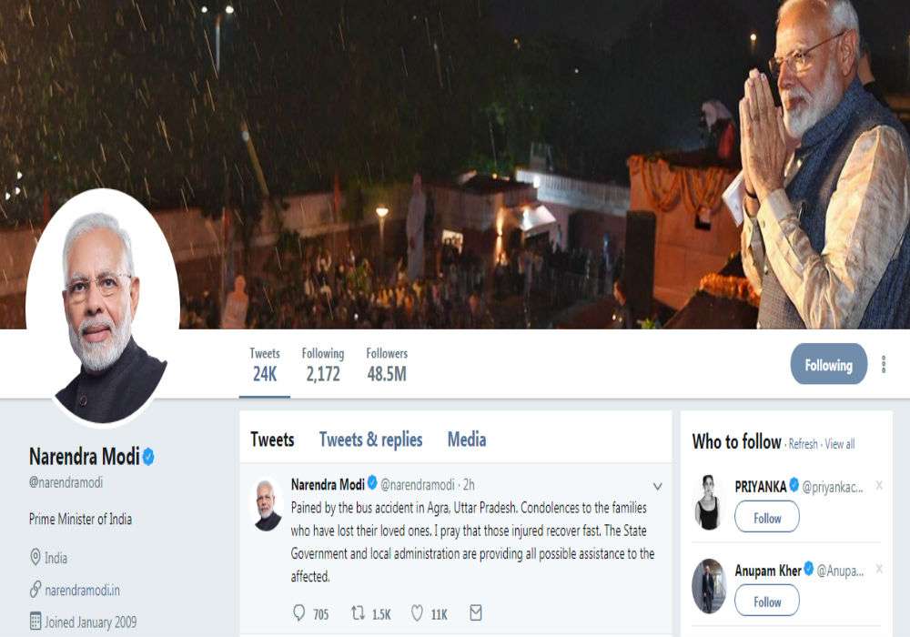 Modi Tweet on Agra Bus Accident
