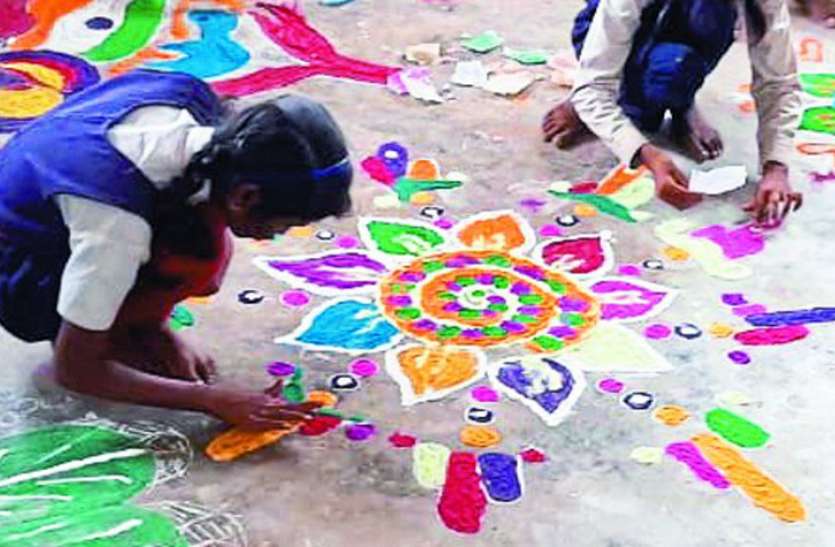 Daughter bahti daughter teache campaign मेहंदी, रंगोली और पेंटिंग में बेटियों ने दिखाया हुनर