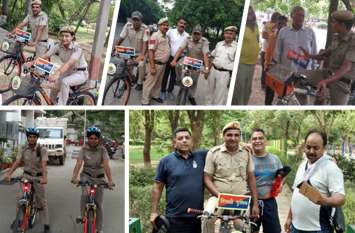 Delhi Police Cycling Petroling Team for Park and street दिल्ली पुलिस की साइकिल पेट्रोलिंग टीम पार्क और गलियों को बना रही सेफ