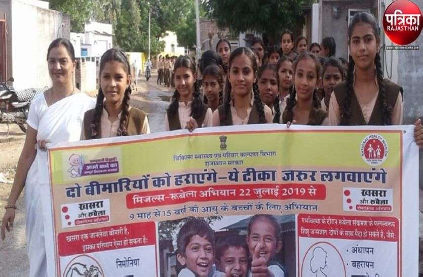 Khasra-Rubella Vaccination Campaign in pali Rajasthan खसरा-रुबेला टीकाकरण अभियान : जिले के नौ माह से 15 साल के साढ़े छह लाख बच्चों को लगाए जा रहे हैं टीके