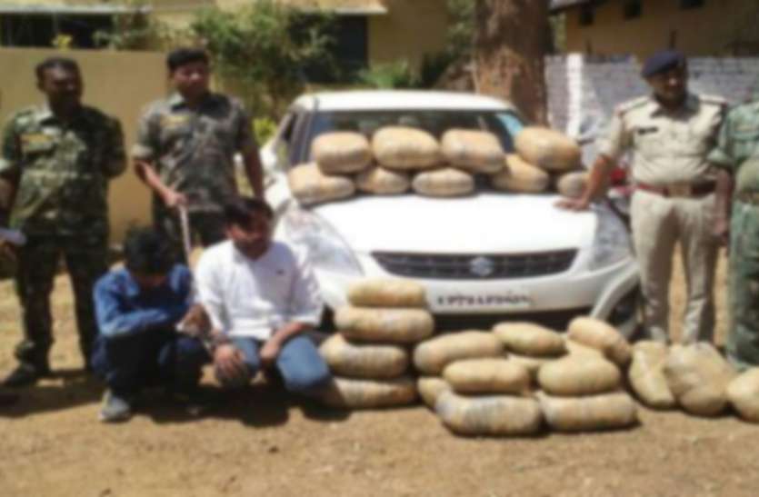 police caught smuggler पड़ोसी राज्यों से लगातार हो रही गांजा तस्करी, बस्तर के रास्ते पहुंच रहे प्रदेश