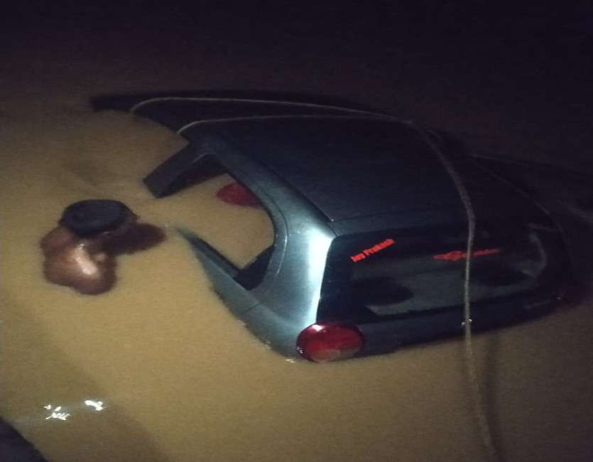 Car fell into the river