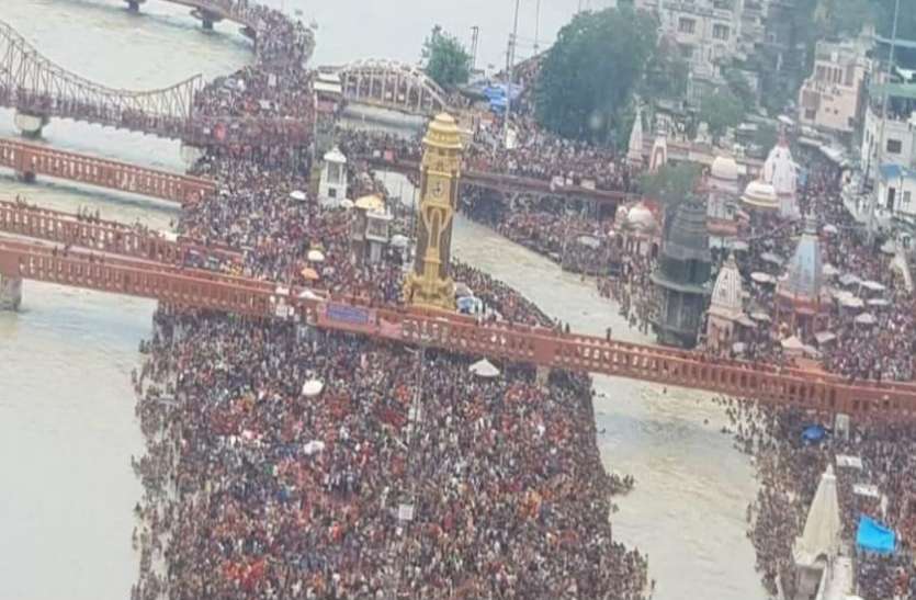Haridwar सावन की दूसरी सोमवारी : हरिद्वार में आस्था का सैलाब, 3 करोड़ से अधिक पहुंचे श्रद्धालु