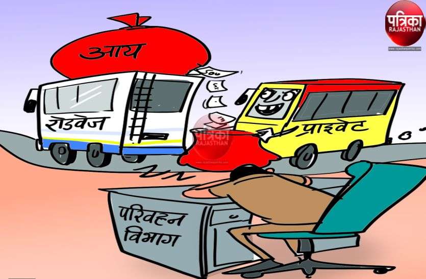 Loss of roadways by changing route of private bus operators in Pali निजी बस संचालकों की चालाकी से रोडवेज परेशान