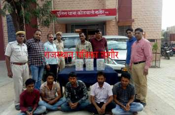 Blackmail by making videos of Nagaur businessman, five arrested नागौर के प्रतिष्ठित व्यापारी का वीडियो बनाकर मांगे 40 लाख, पुलिस ने राशि के साथ पांच को दबोचा