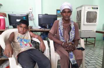 burn maninder in hanumangarh लाचार पिता के बेटे को दुआओं व सहायता ने बचाया, पत्रिका ऑफिस में आकर जताया आभार