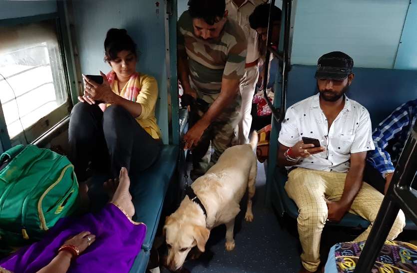 Police examining passenger train in Katni-Mudwara railway station