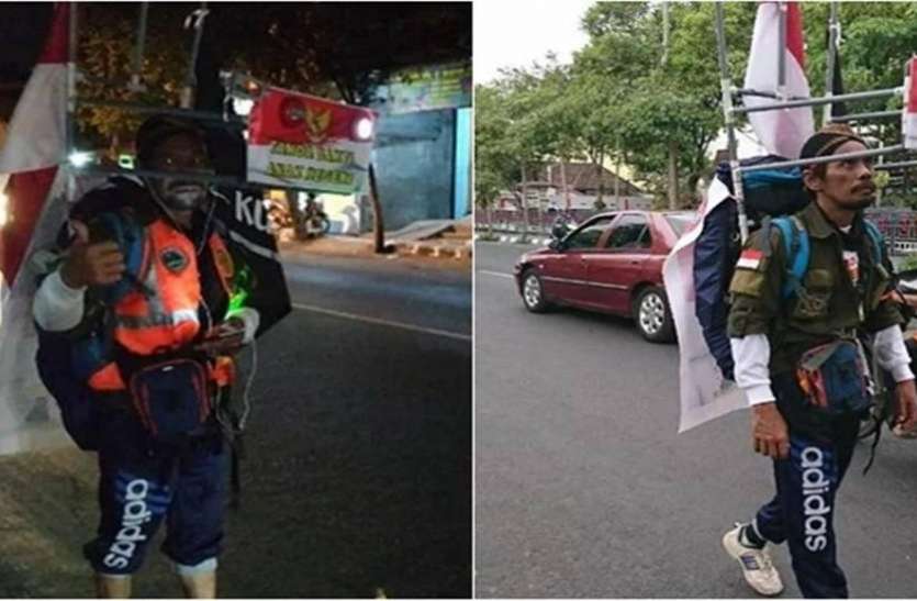 indonesian man retro walk इंडोनेशिया: जंगल बचाने का संदेश देने के लिए शख्स ने उल्टे पांव तय किया 800 किमी का सफर
