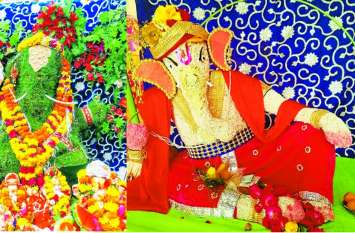 Falahari Ganesh Statue Selected in India Book of Record. kota news कृष्ण जन्मोत्सव पर कोटा को मिली सौगात: दुर्वा व फलहारी गणेश इंडिया बुक ऑफ रिकॉर्ड में शामिल