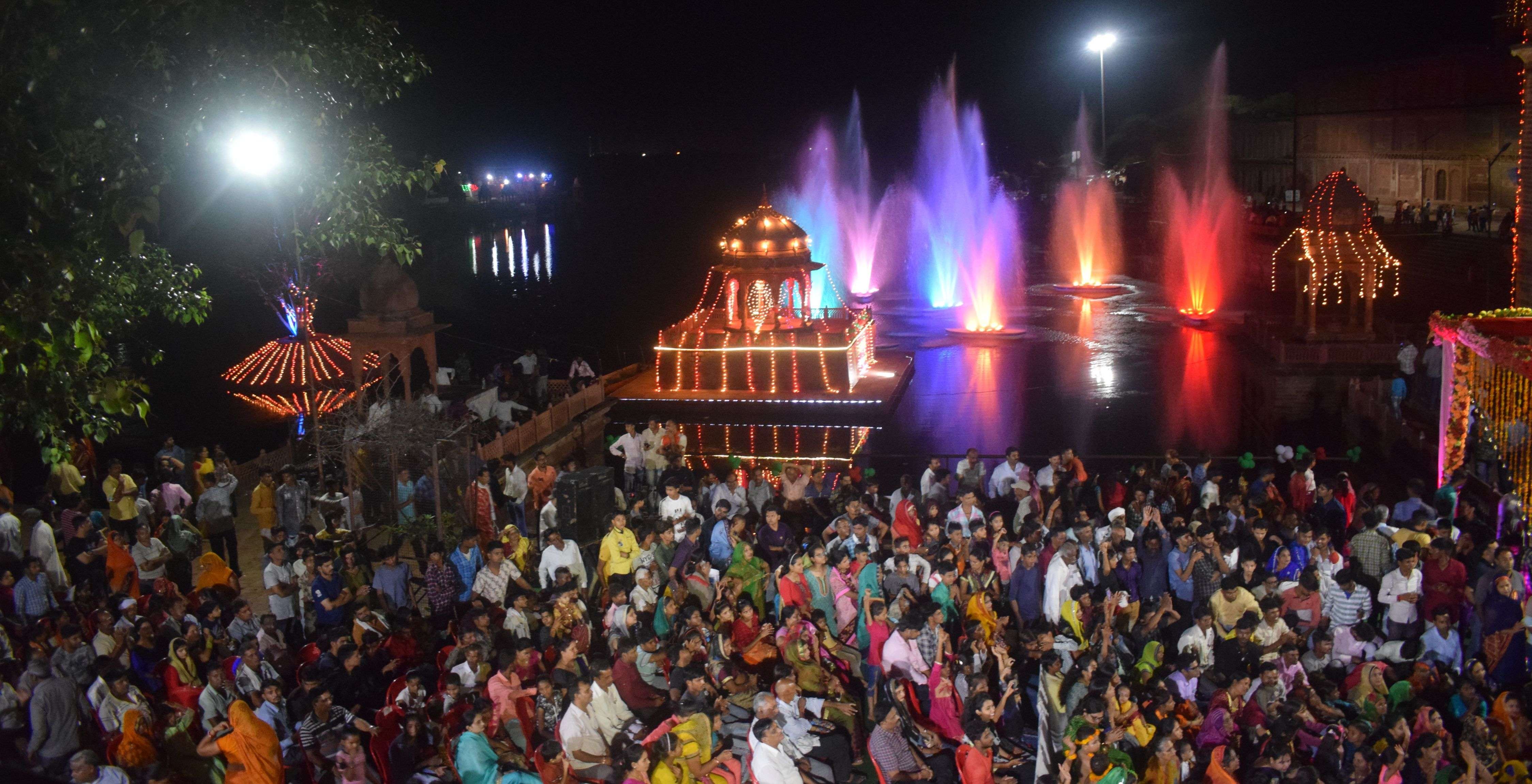 Tirtharaj Machkund illuminated with colored lights Tirtharaj Machkund illuminated with colored lights