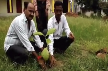 School bachchon ne kiya vriksharopan Banda स्कूली छात्र-छात्राओं ने किया वृक्षारोपण, देखें वीडियो