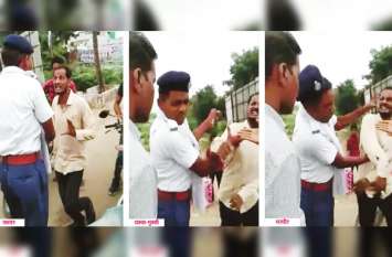 video viral slap traffic police man in baran भारी पड़ गया टोकना, पुलिसकर्मी को युवक ने मारा सरेआम जोरदार थप्पड़, देखें वीडियो