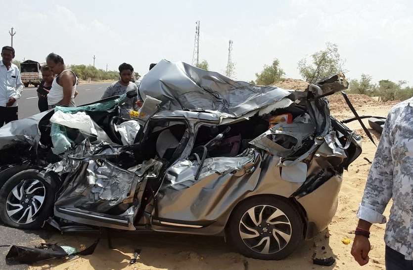 death of C.I.from Collision between Army vehicle and car in jaisalmer सेना के वाहन की चपेट में आई कार,सीआई की मौत,घायल पत्नी जोधपुर रैफर