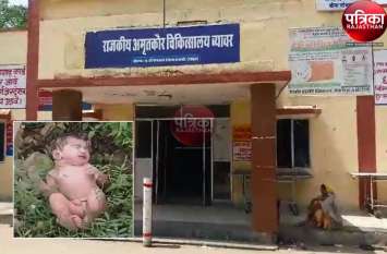 Newborn girl found in bushes in Raas area of Pali district VIDEO : झाडिय़ों में मिली नवजात बच्ची, रोने की आवाज सुनकर पहुंचे ग्रामीण, अब अस्पताल में कराया भर्ती