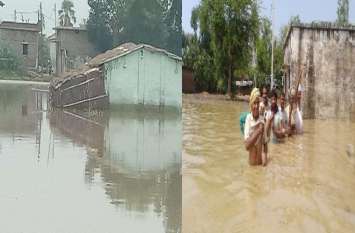 Flood due to heavy rain in up फिर बना बाढ़ का पानी आफत, कई गांव का आवागमन ठप