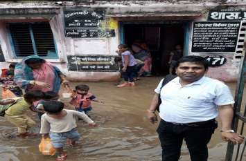 Children are getting worried due to water filling in school building h यहां स्कूल भवन में पानी भरने से परेशान हो रहे बच्चे, पढ़ें खबर