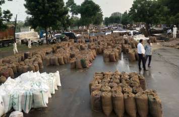 Ten thousand bags filled with commodities soaked in rain बारिश में भीगी जिंसों से भरी दस हजार बोरियां
