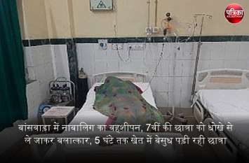 7th student raped in Banswara, Victim lying unconscious for 5 hours बांसवाड़ा में नाबालिग का वहशीपन, 7वीं की छात्रा को धोखे से ले जाकर बलात्कार, 5 घंटे तक खेत में बेसुध पड़ी रही छात्रा