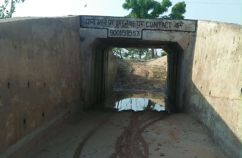 Trouble with water stored in underbridge in jaisalmer Watch Video:अंडरब्रिज में जमा पानी से परेशानी