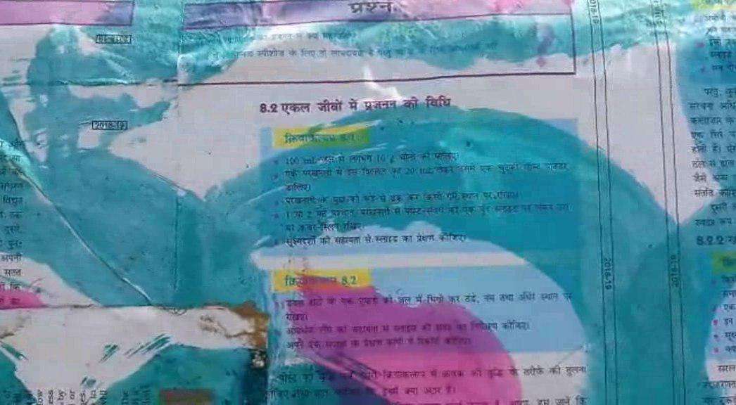 निःशुल्क वितरित की जानी वाली किताबों से बनाया रावण का पुतला