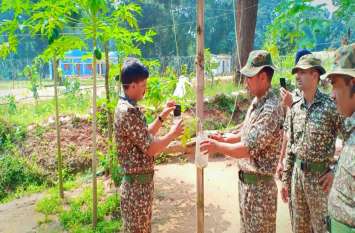 Karwa Chauth 2019: ITBP Jawan hang mobile on tree vrat pooja करवाचौथ : पत्नी आवाज सुनकर व्रत तोड़ सके इसलिए पेड़ों पर मोबाइल लटकाकर रख रहे जवान
