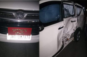 Ranchi MP Sanjay Seth Car Accident During Returning From Giridih रांची सांसद संजय सेठ बाल-बाल बचे,इस बड़े कार्यक्रम से लौटते समय हुई दुर्घटना