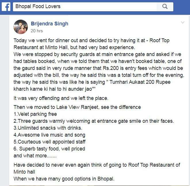 misbehave with tourists in minto hall's rooftop restaurant bhopal