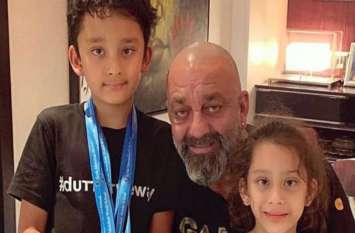 Sanjay Dutt wishes kids Shahraan and Iqra on birthday संजय दत्त ने इस अंदाज मे मनाया अपने बेटे-बेटी का बर्थडे, देखें PHOTO