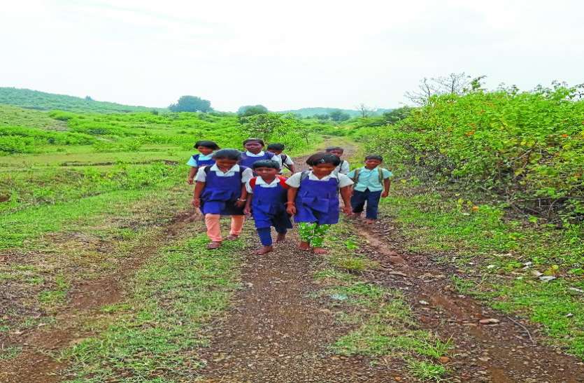 Tribals are coming and goining from the trail यहां पगडंडी से आ-जा रहे आदिवासी