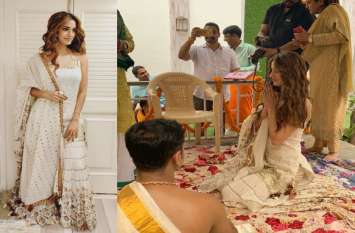salman khan film radhey disha patani shares muhurat puja pictures दिशा पाटनी ने शेयर की सलमान स्टारर 'राधे' की मुहूर्त पूजा की तस्वीरें, ट्रैडिशनल लुक में दिखीं एक्ट्रेस