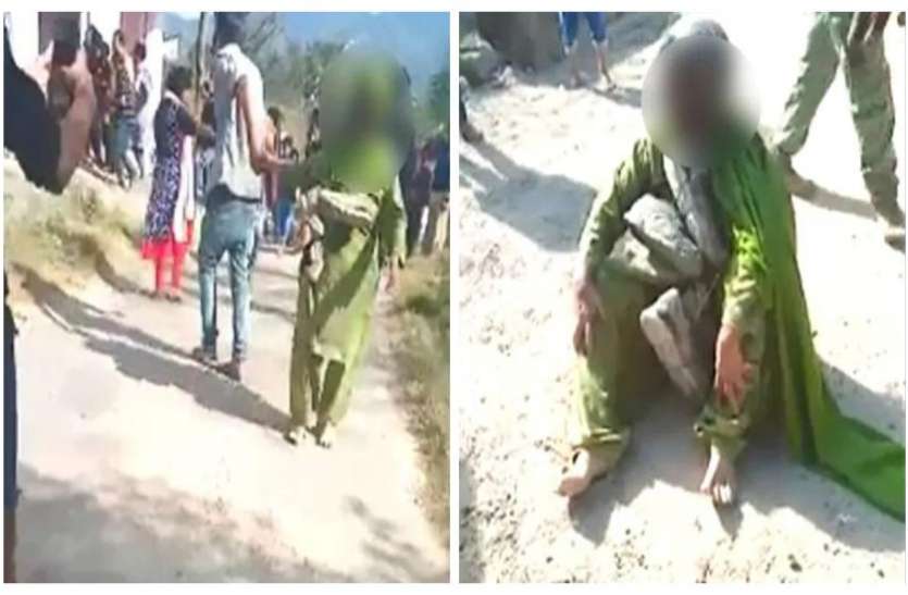 cruelty1.jpg जादू टोने के शक में महिला के साथ हुई बर्बरता, मुंह काला कर गांव में घुमाते दिखे लोग