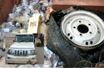 criminal looted liquor fire run jeep even after tire burst sikar शराब लूट कर भाग रहे बदमाशों ने चलाई गोलियां, टायर फटने के बाद भी दौड़ाते रहे कैंपर
