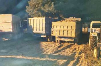 Illegal sand mining is being done from Son River in Singrauli रेत कारोबारियों ने बना ली लंबी चौड़ी सडक़, जिम्मेदारों को खबर तक नहीं