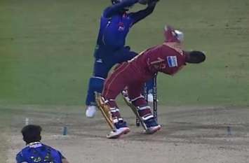 Qais Ahmed deliver Bouncer to andre russell पहाड़ जैसे आंद्रे रसेल को इस स्पिनर ने डाली जानलेवा गेंद, कुछ इस तरह बचाई जान
