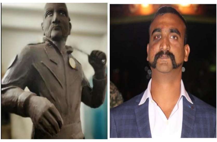 Wing Commander Abhinandan विंग कमांडर अभिनंदन के सम्मान में चॉकलेट से बना दी 5 फीट की मूर्ति