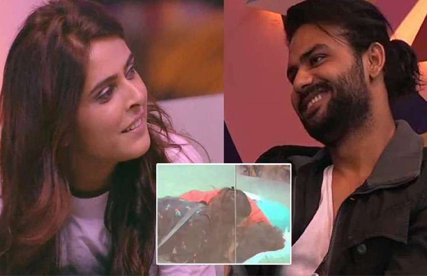 bigg boss-13 vishal aditya singh and madhurima tuli kisses each other