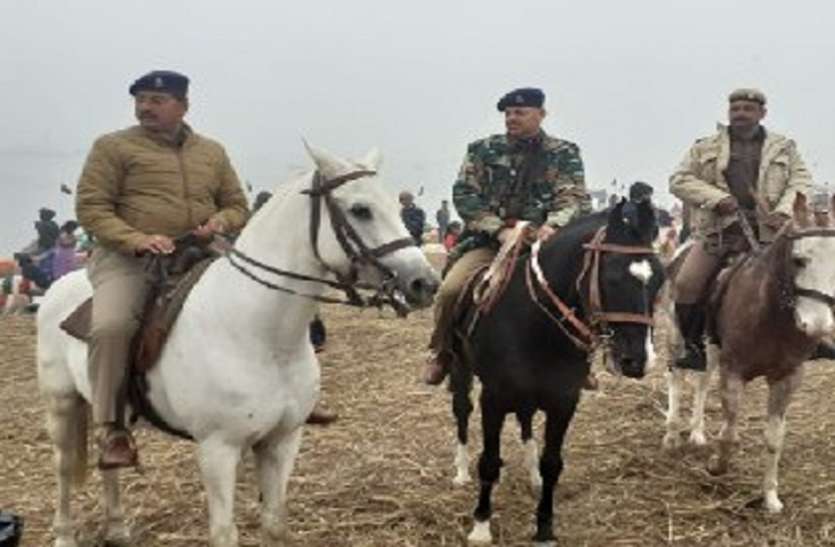 Security arrangements increased on Makar Sankranti snan in Magh mela मकर संक्रांति स्नान को लेकर चप्पे -चप्पे पर पहरा , मेले में बढ़ाई गई सुरक्षा