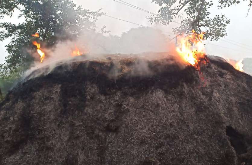 चार खरही व नवनिर्वाचित सरपंच के खलिहान में रखे पैरे को असामाजिक तत्वों ने किया आग के हवाले चार खरही व नवनिर्वाचित सरपंच के खलिहान में रखे पैरे को असामाजिक तत्वों ने किया आग के हवाले