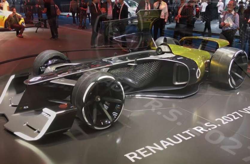 R.S 2027 Vision Auto Expo 2020 : लोगों का ध्यान खींच रही Renault की इलेक्ट्रिक फॉर्म्यूला वन कार