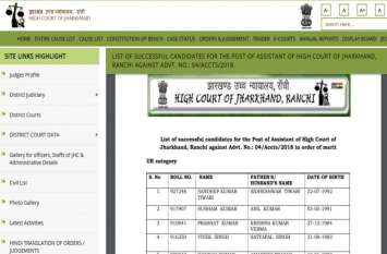 Jharkhand High Court Result 2020 Jharkhand High Court Result 2020