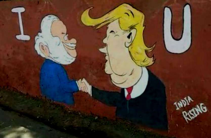 मोदी और ट्रंप की वॉल पेंटिंग अमरीकी राष्ट्रपति डोनाल्ड ट्रंप के साथ डिनर करेंगे इन आठ राज्यों के मुख्यमंत्री