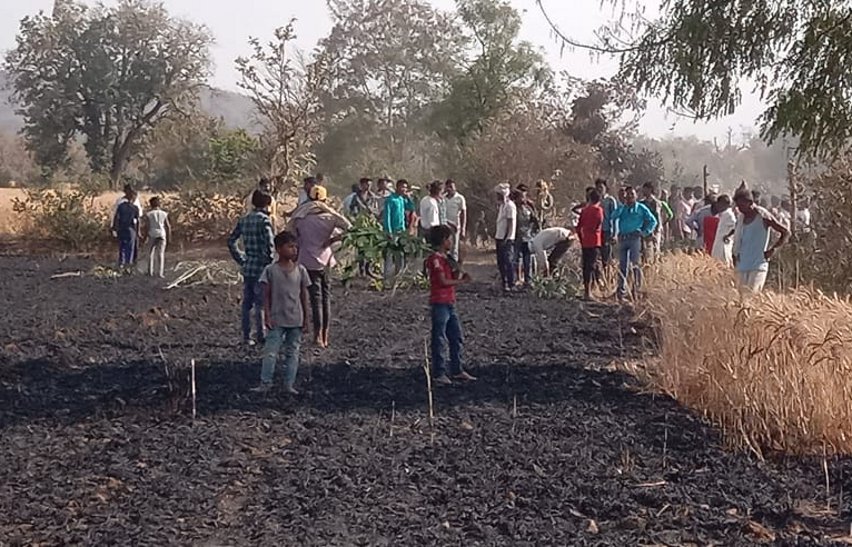 Fire in wheat fields at nayagaon near itarsi. pipaldhana, sankai, itarsi
