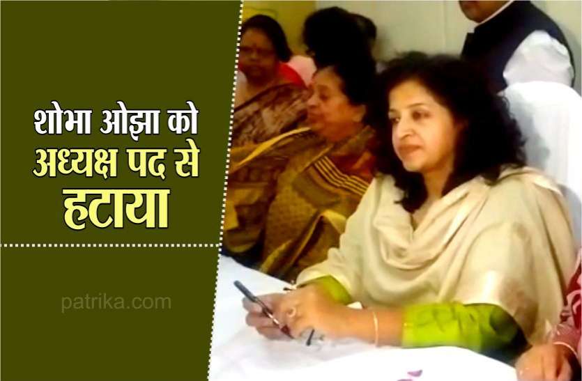 कांग्रेस की नेता शोभा ओझा को महिला आयोग के अध्यक्ष पद से हटाया कांग्रेस की नेता शोभा ओझा को महिला आयोग के अध्यक्ष पद से हटाया